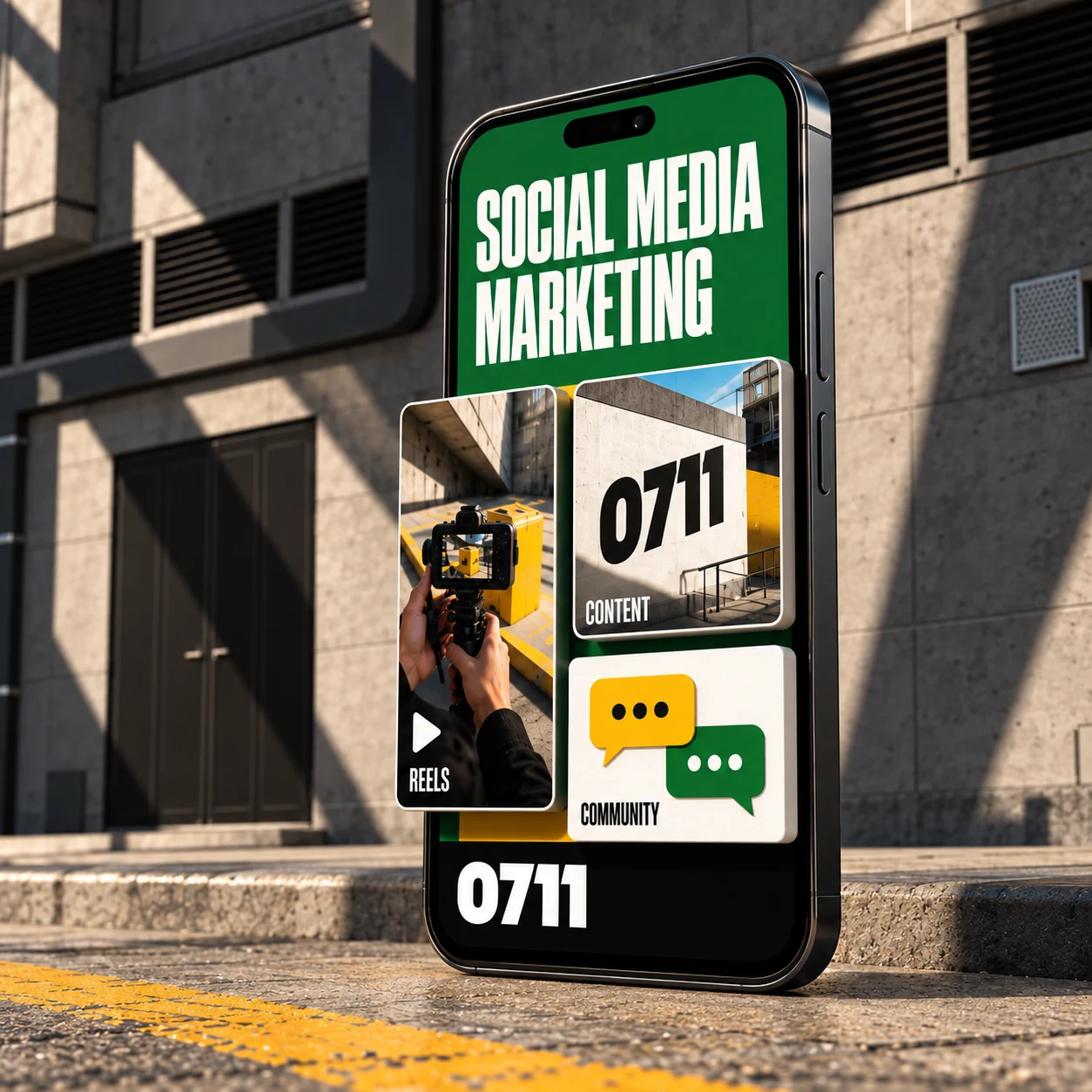 0711 Social Media Marketing: Smartphone mit Reels, Content und Community im Stadtraum