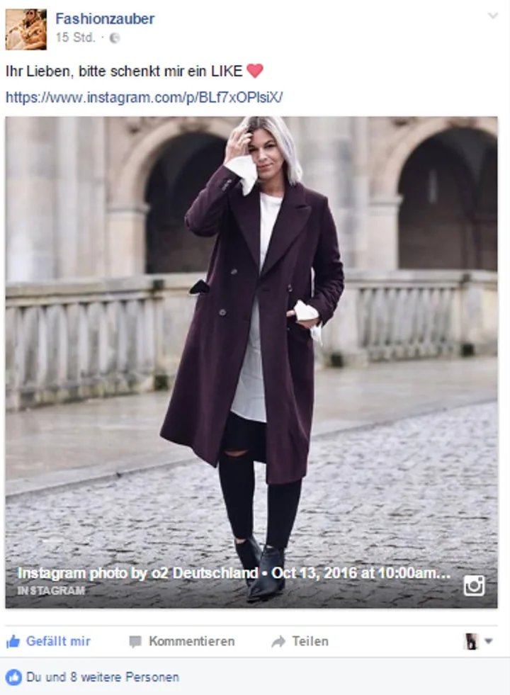 Originaler Social-Beitrag aus der o2-Banking-Shopping-Aktivierung